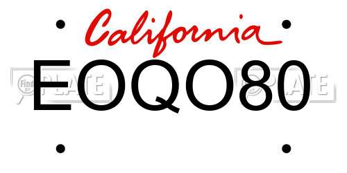EOQO80 California License Plate