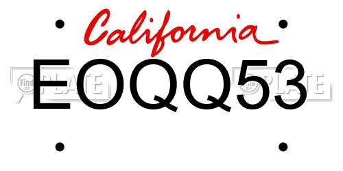 EOQQ53 California License Plate