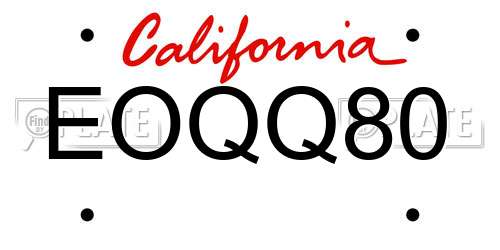 EOQQ80 California License Plate