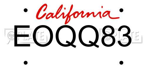 EOQQ83 California License Plate