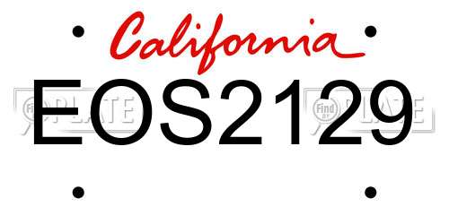 EOS2129 California License Plate
