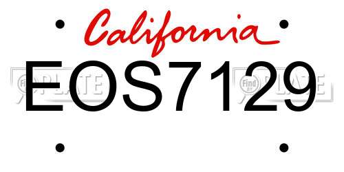 EOS7129 California License Plate