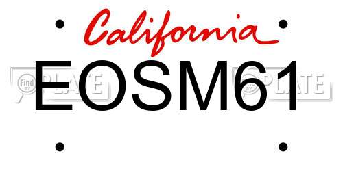EOSM61 California License Plate