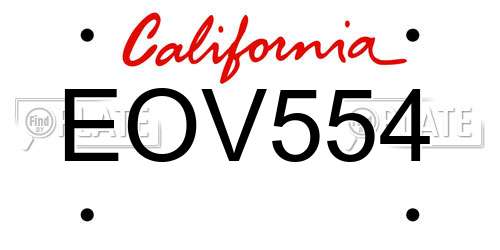 EOV554 California License Plate