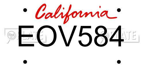 EOV584 California License Plate
