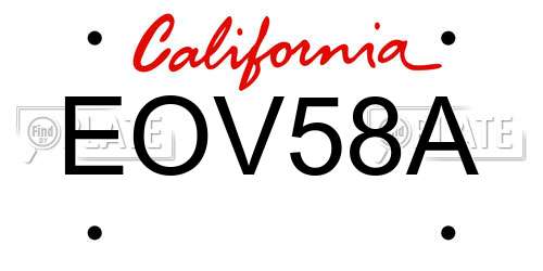 EOV58A California License Plate