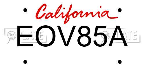 EOV85A California License Plate