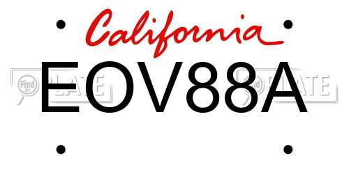 EOV88A California License Plate