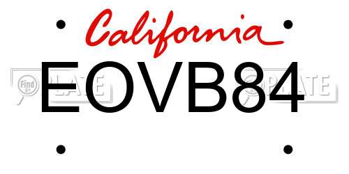 EOVB84 California License Plate