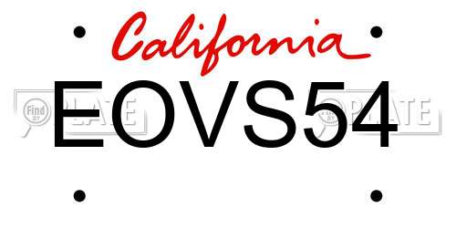 EOVS54 California License Plate