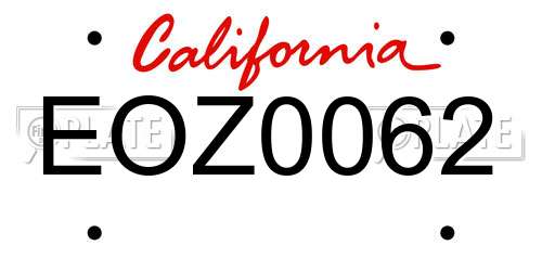 EOZ0062 California License Plate