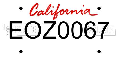 EOZ0067 California License Plate