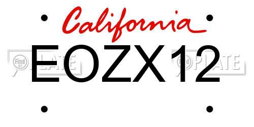 EOZX12 California License Plate