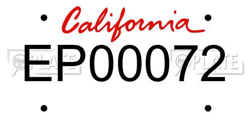 EP00072 California License Plate