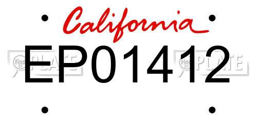 EP01412 California License Plate