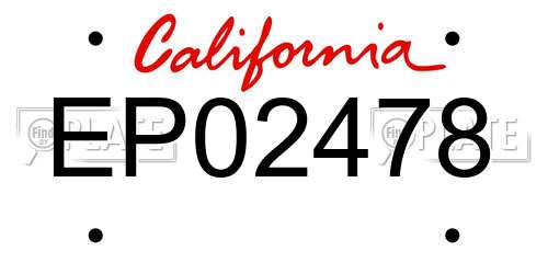 EP02478 California License Plate