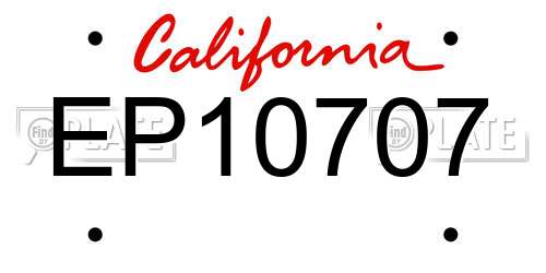 EP10707 California License Plate
