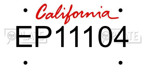 EP11104 California License Plate