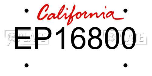 EP16800 California License Plate