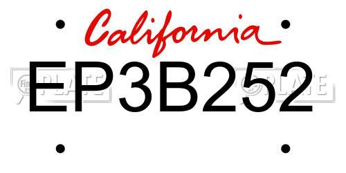 EP3B252 California License Plate