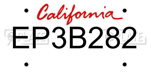 EP3B282 California License Plate