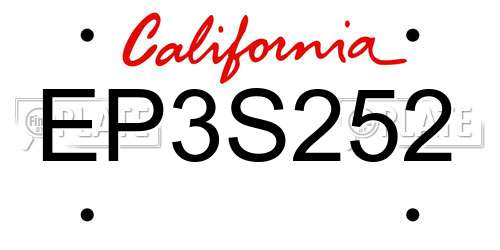 EP3S252 California License Plate