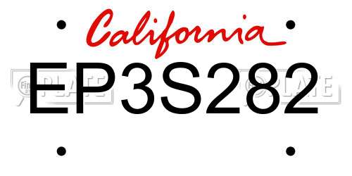EP3S282 California License Plate