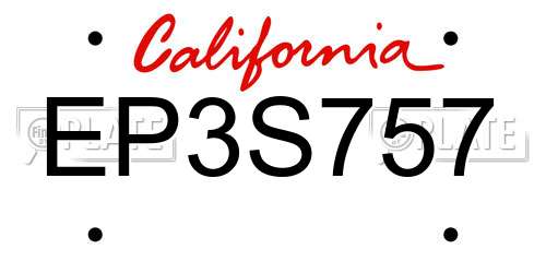 EP3S757 California License Plate
