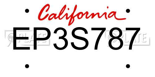EP3S787 California License Plate