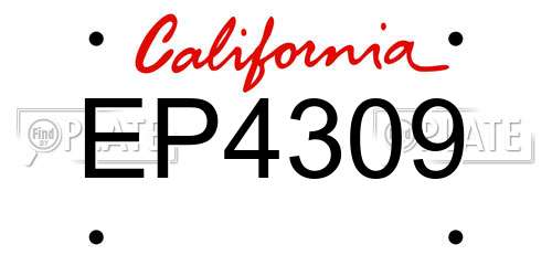 EP4309 California License Plate