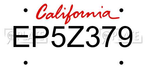 EP5Z379 California License Plate