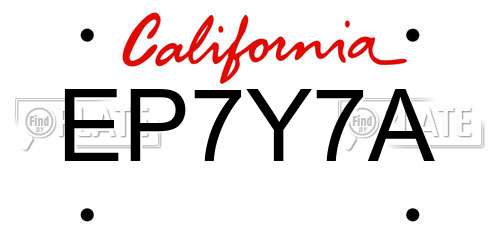 EP7Y7A California License Plate