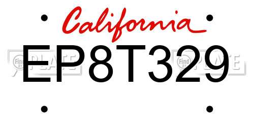 EP8T329 California License Plate