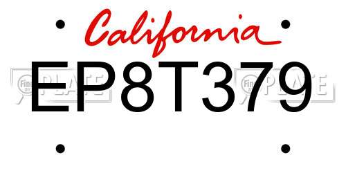EP8T379 California License Plate