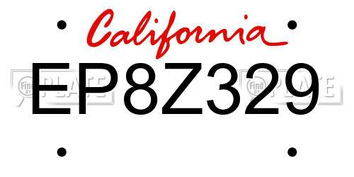 EP8Z329 California License Plate
