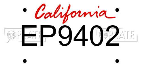 EP9402 California License Plate