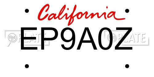 EP9A0Z California License Plate
