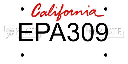 EPA309 California License Plate