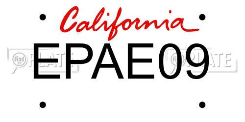 EPAE09 California License Plate