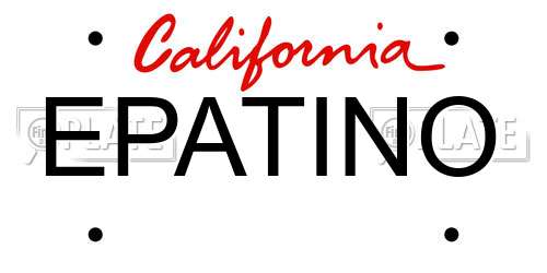 EPATINO California License Plate