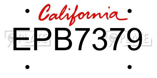 EPB7379 California License Plate