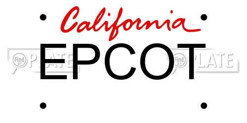 EPCOT California License Plate