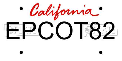 EPCOT82 California License Plate