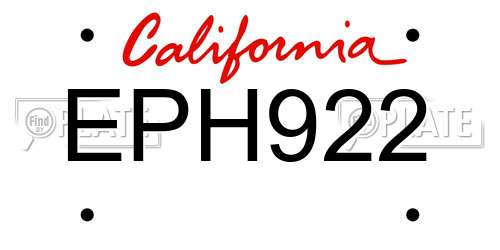 EPH922 California License Plate
