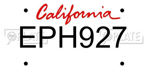 EPH927 California License Plate