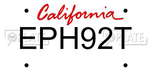 EPH92T California License Plate