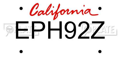 EPH92Z California License Plate