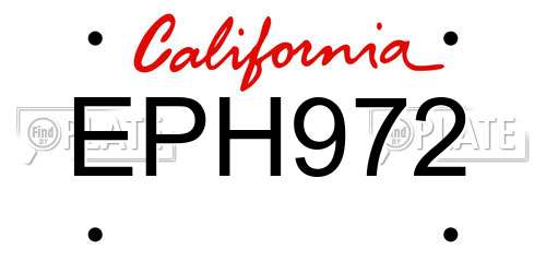 EPH972 California License Plate