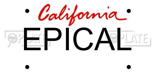 EPICAL California License Plate