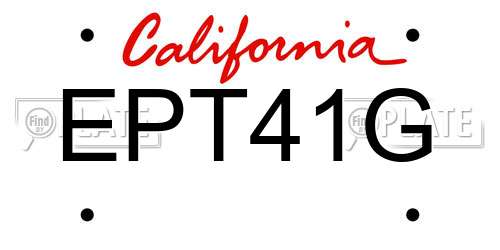 EPT41G California License Plate